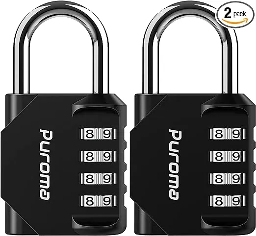 Puroma 2 Pack Combination Lock 4 Digit Padlock for School Gym Locker, Sports LOC