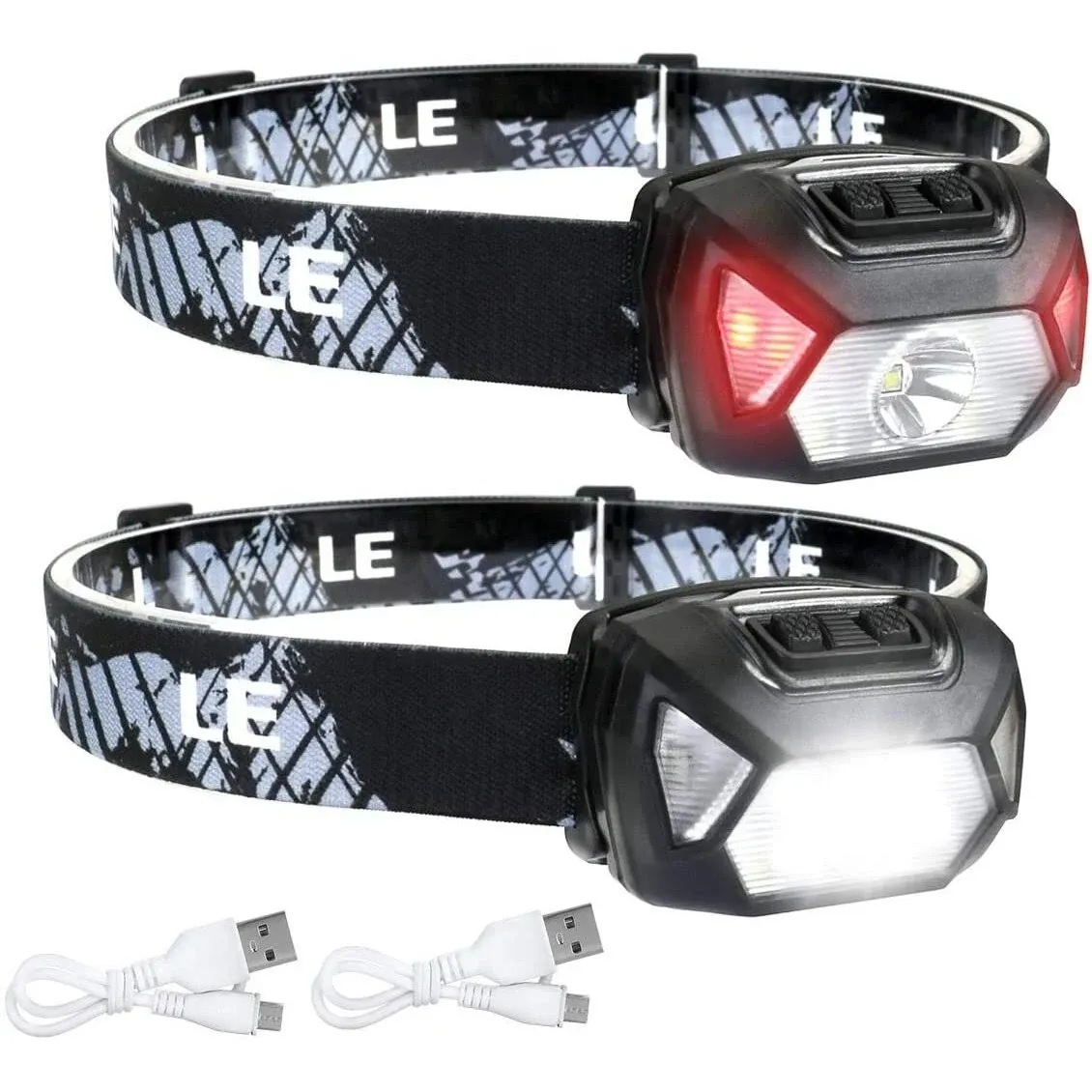 Le Headlamp Rechargeable, LED Head Lamp with 6 Modes for Camping & Hiking Gear Essentials, Ipx4 Waterproof High Lumen Bright Headlight Flashlights