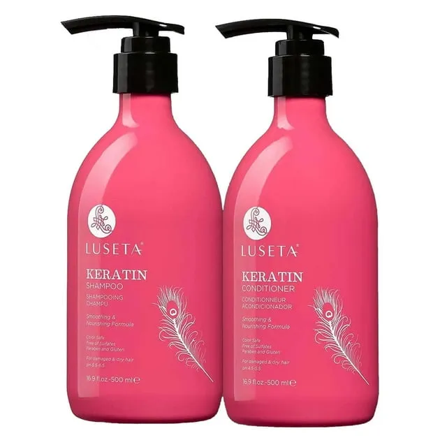 LUSETA~ KERATIN SHAMPOO Strengthen Smooth Nourish Damaged &amp; Dry Hair (2 Pack)✌️