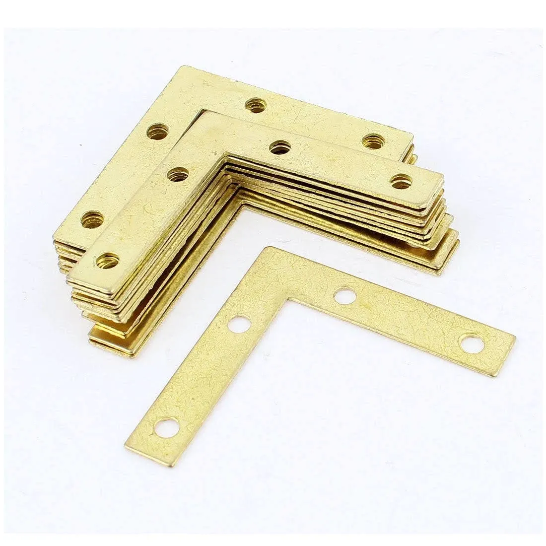 Unique Bargains 20 Pcs 90 Degree Metal Corner Brace Angle Brackets Gold Tone 50 x ...