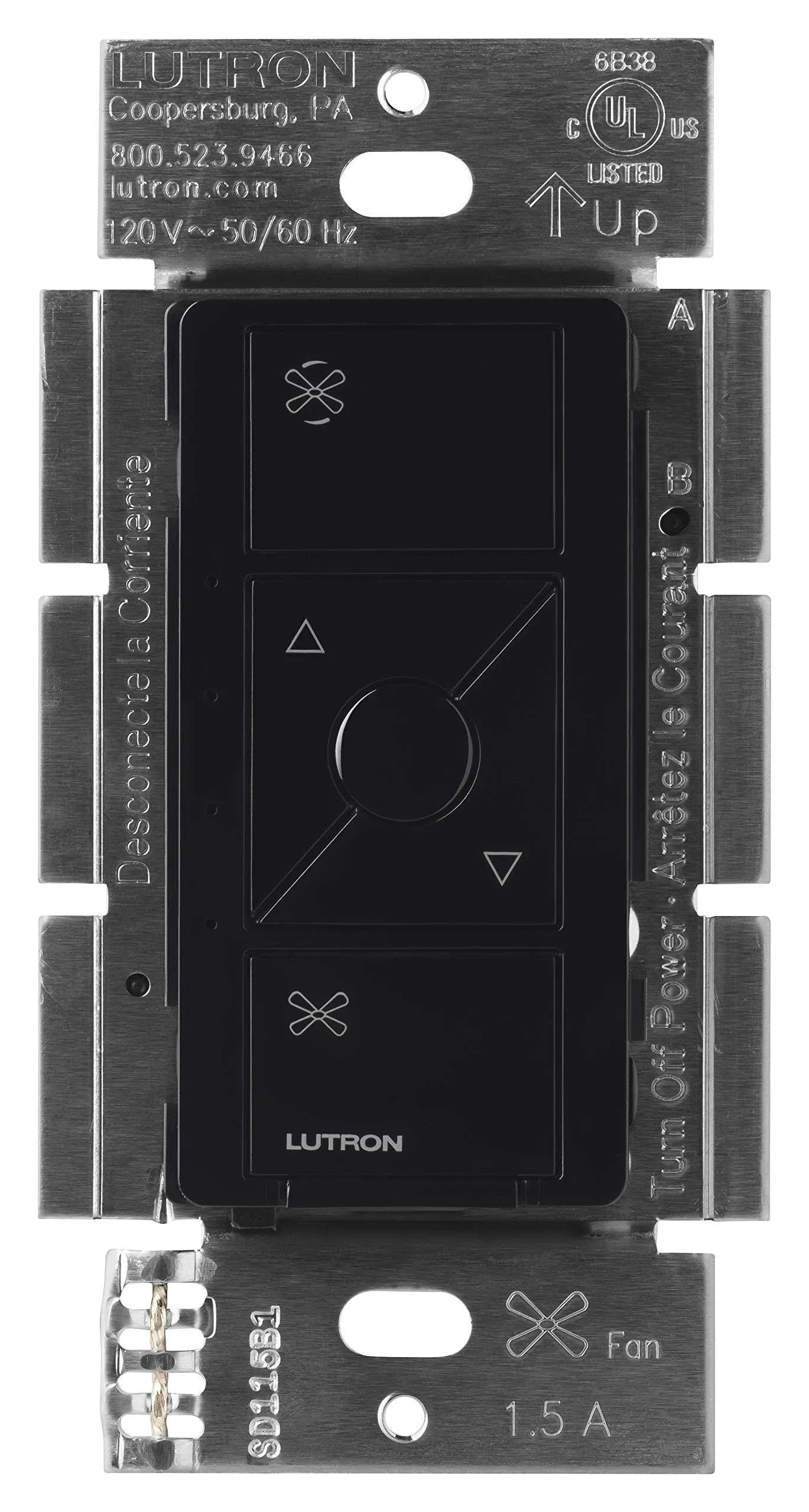 Lutron PD-FSQN-BL Caseta Quiet Fan Speed Control Black