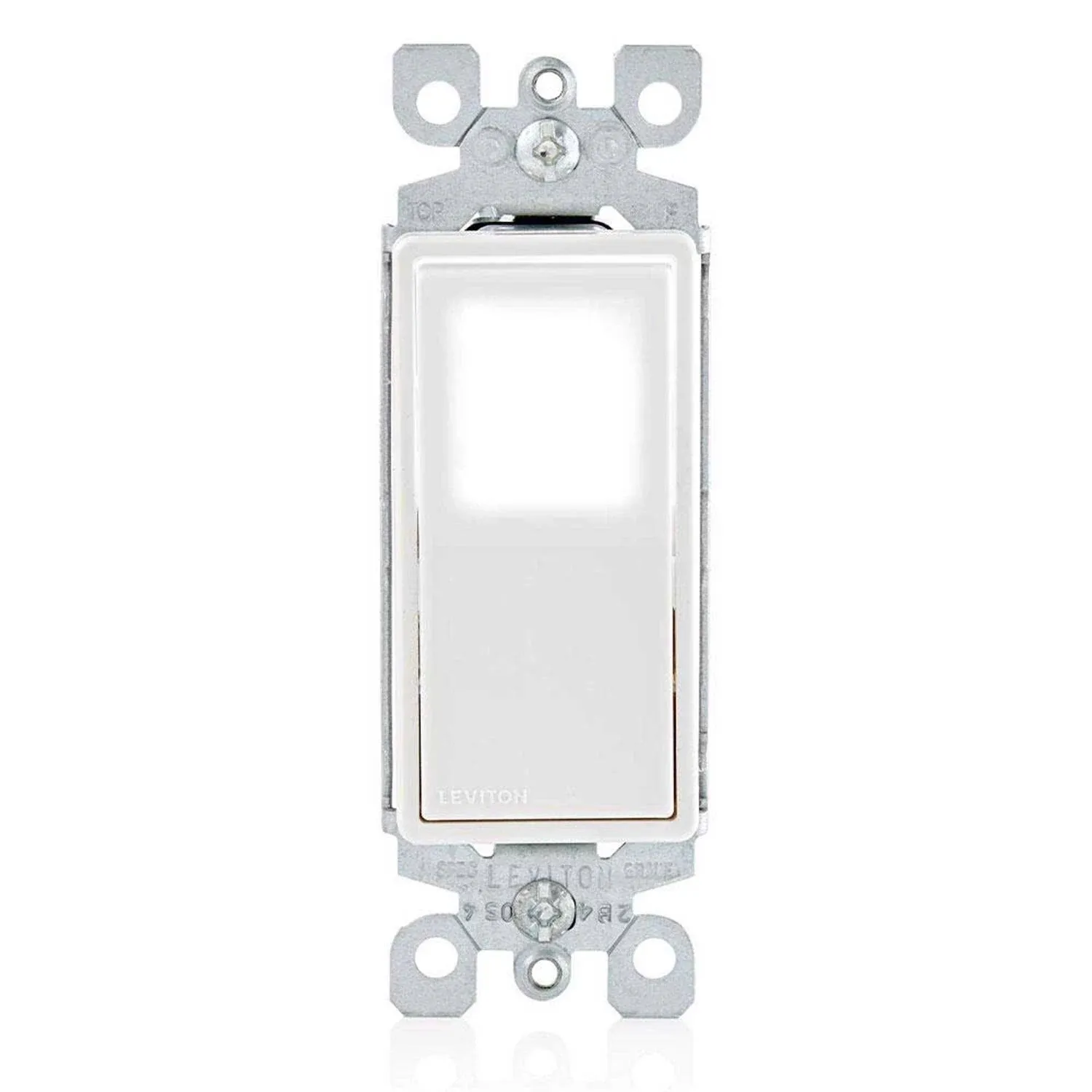 Leviton L5611-2W 15 Amp, 120/277 Volt, Decora LED Illuminated Rocker Single-Pole AC Quiet Switch, Residential Grade, Grounding, White