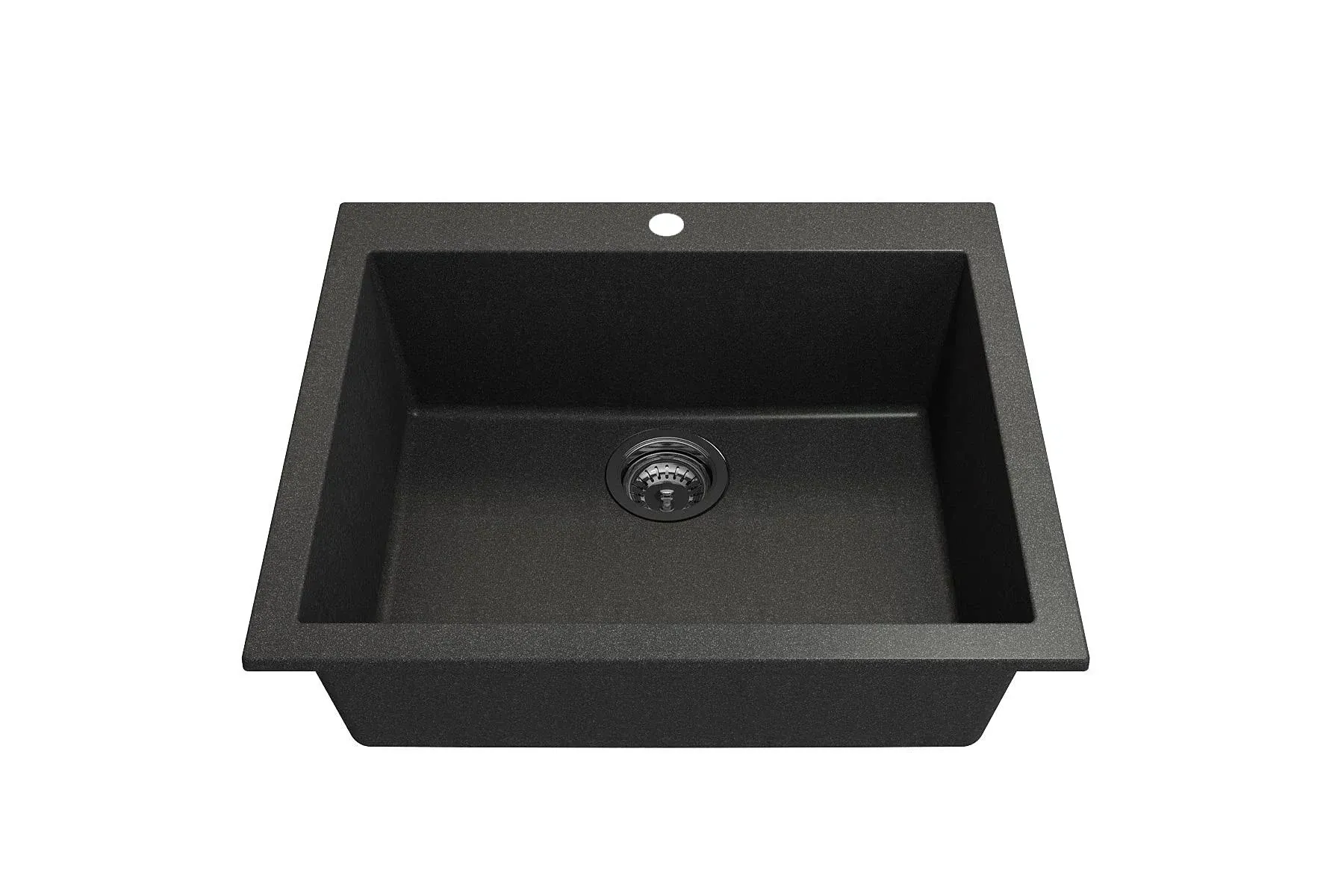 BOCCHI Campino Uno 24&quot; Dual Mount Composite Granite Kitchen Sink, Matte Black, 1606-504-0126