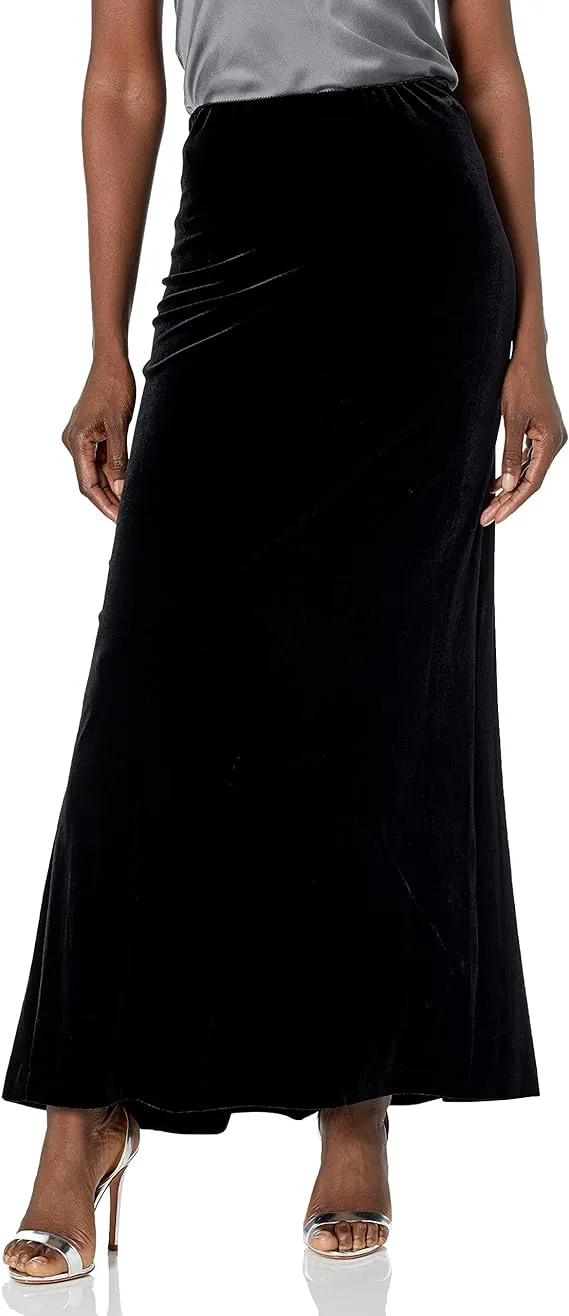 Alex Evenings Chiffon Tulip Hem Maxi Skirt, Womens, S, Black