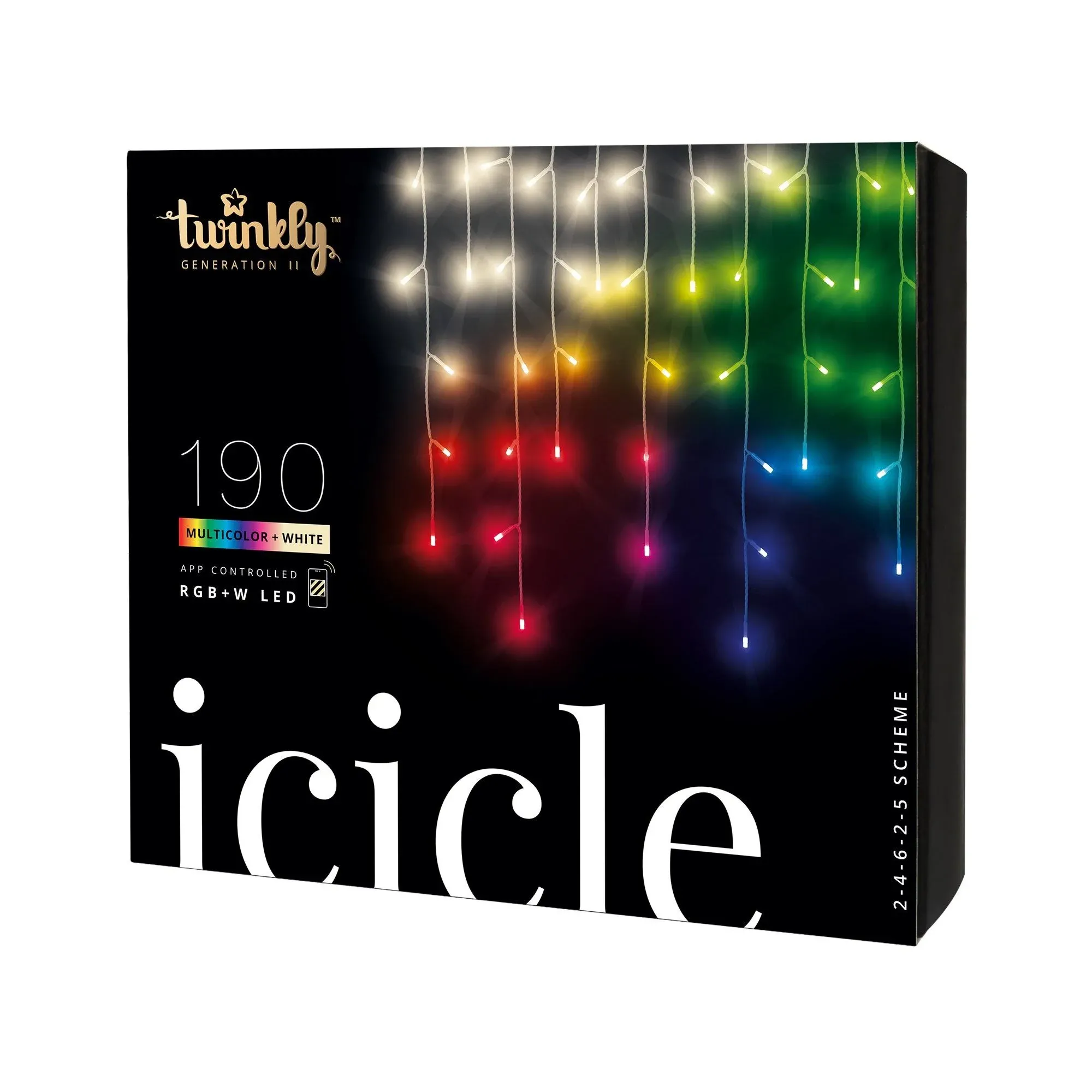 Twinkly 190 RGBW LED App-Controlled Icicle Lights