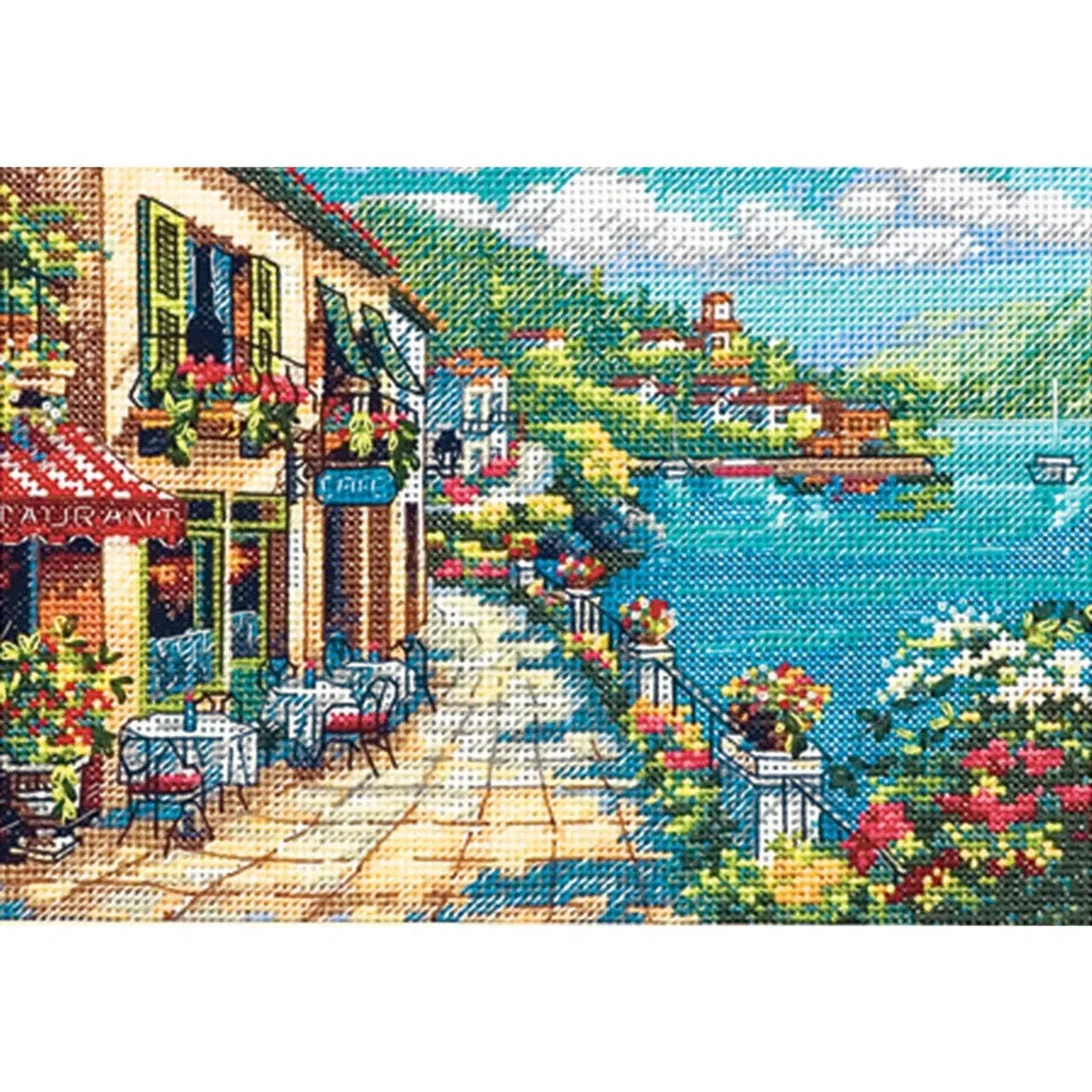 Dimensions The Gold Collection Overlook Cafe COUNTED CROSS STITCH KIT 7&#034;x5&#034;  NIP