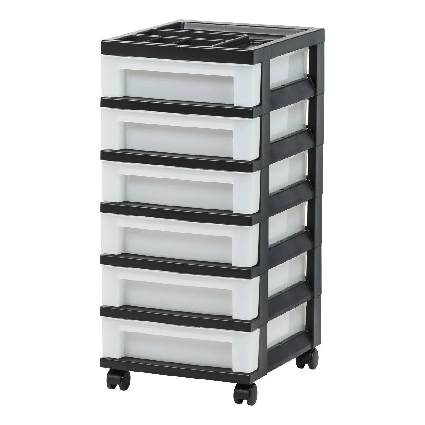 Iris 9 Drawer Storage Cart with Organizer Top Black