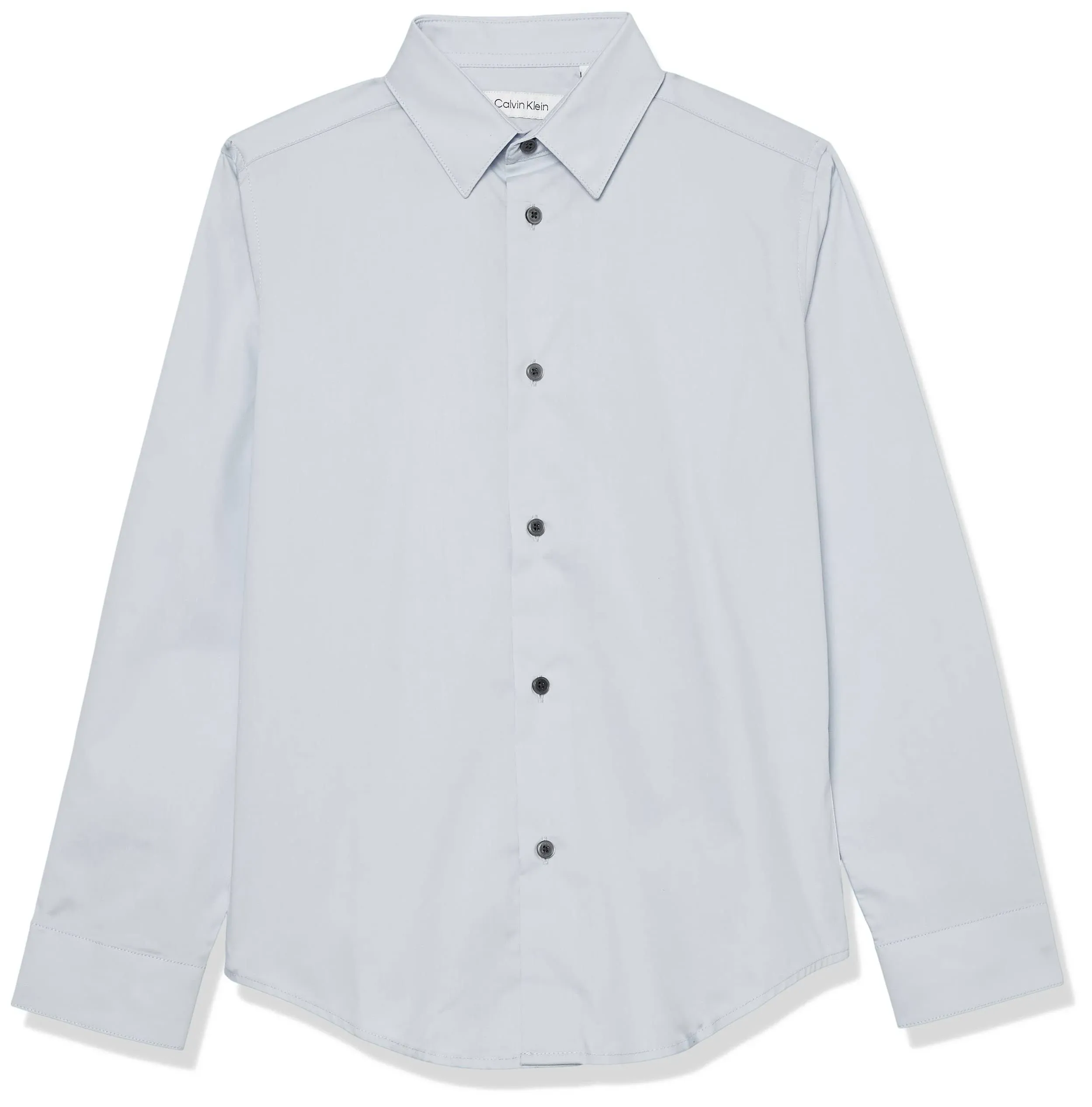 Calvin Klein Boys' Long Sleeve Slim Fit Dress Shirt, Button-Down Style with Cuffs & Shirttail Hem