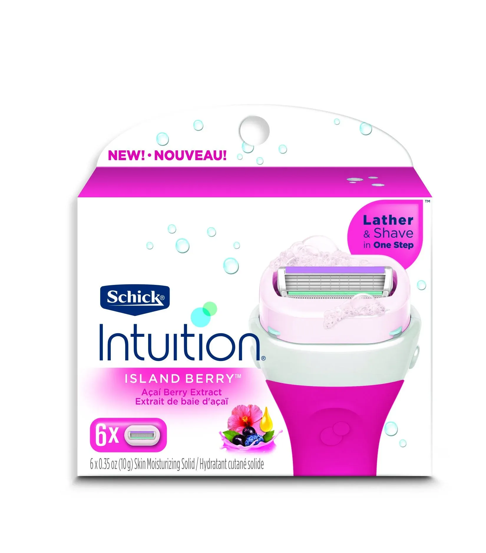 Schick Intuition Island Berry Women's Razor Blade Refills, 6 Count