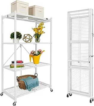 Origami Folding Steel Wire Shelving Metal 60&#034; H x 20.9&#034;W x 35.8&#034;D in Pewter