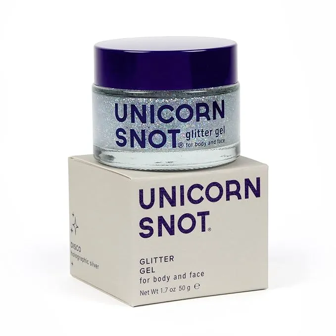 Unicorn Snot Holographic Face Glitter & Body Glitter Gel: Glitter Makeup, Hair Glitter, Festival Rave and Anime Cosplay, Halloween Costume Makeup - Vegan & Cruelty Free, 1.7 oz Silver Glitter (Disco)