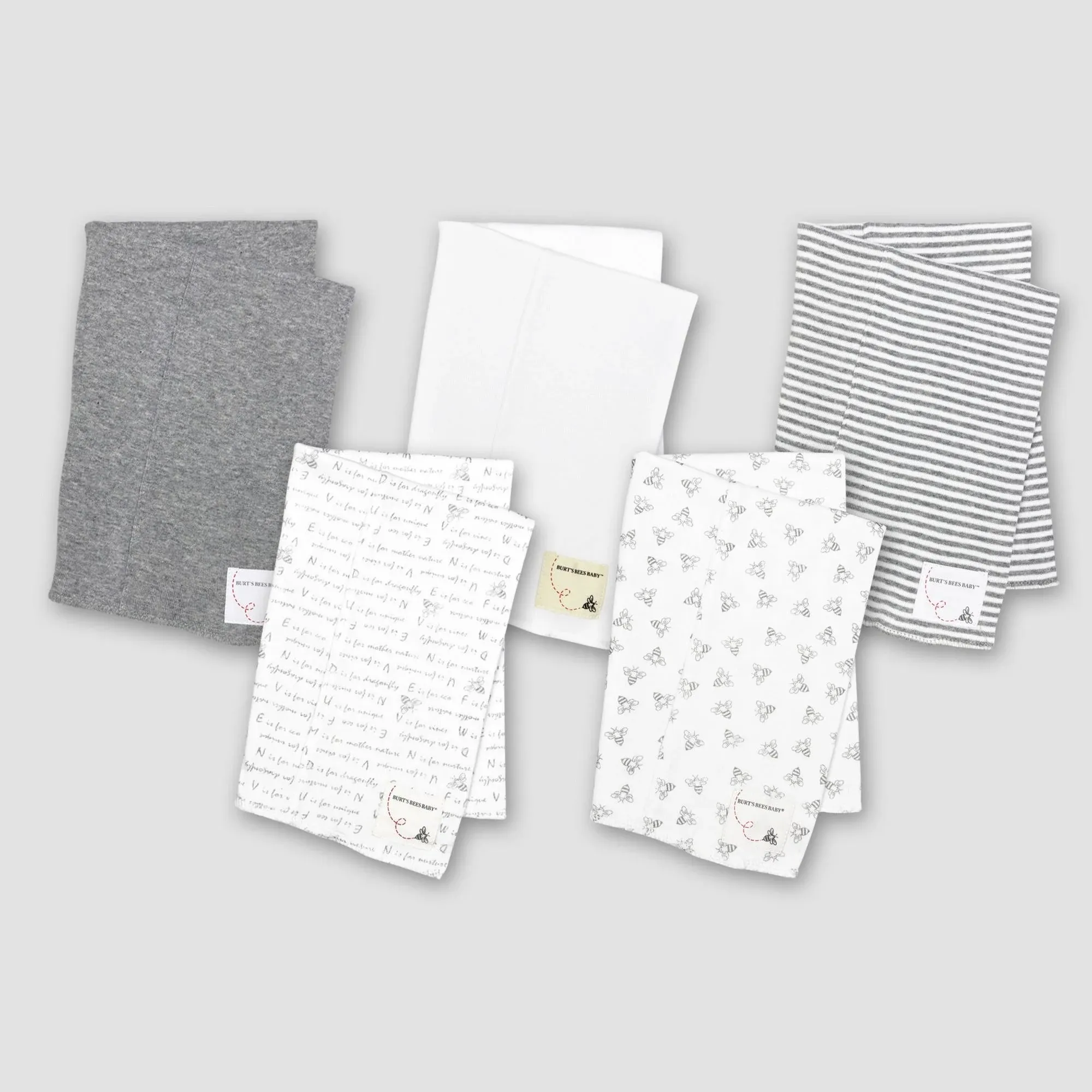 Baby Burp Cloths by Burt's Bees 5 Pack Organic Cotton