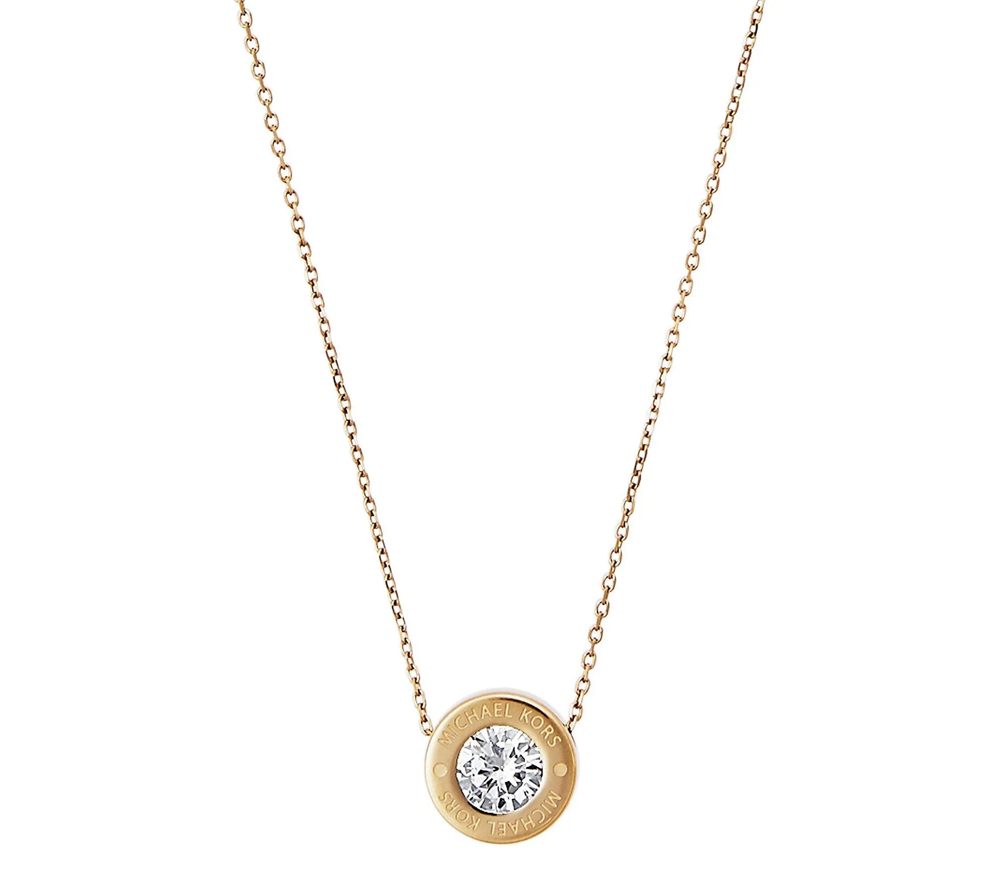 Michael Kors Crystal Bezel Set Gold Tone Necklace