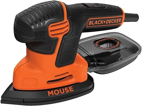 BLACK+DECKER Detail Sander, 1.2 Amp, 16,000 OPM, Compact Design, 3-Position Grip for Comfort, Includes Dust Collector, Corded (BDEMS600)