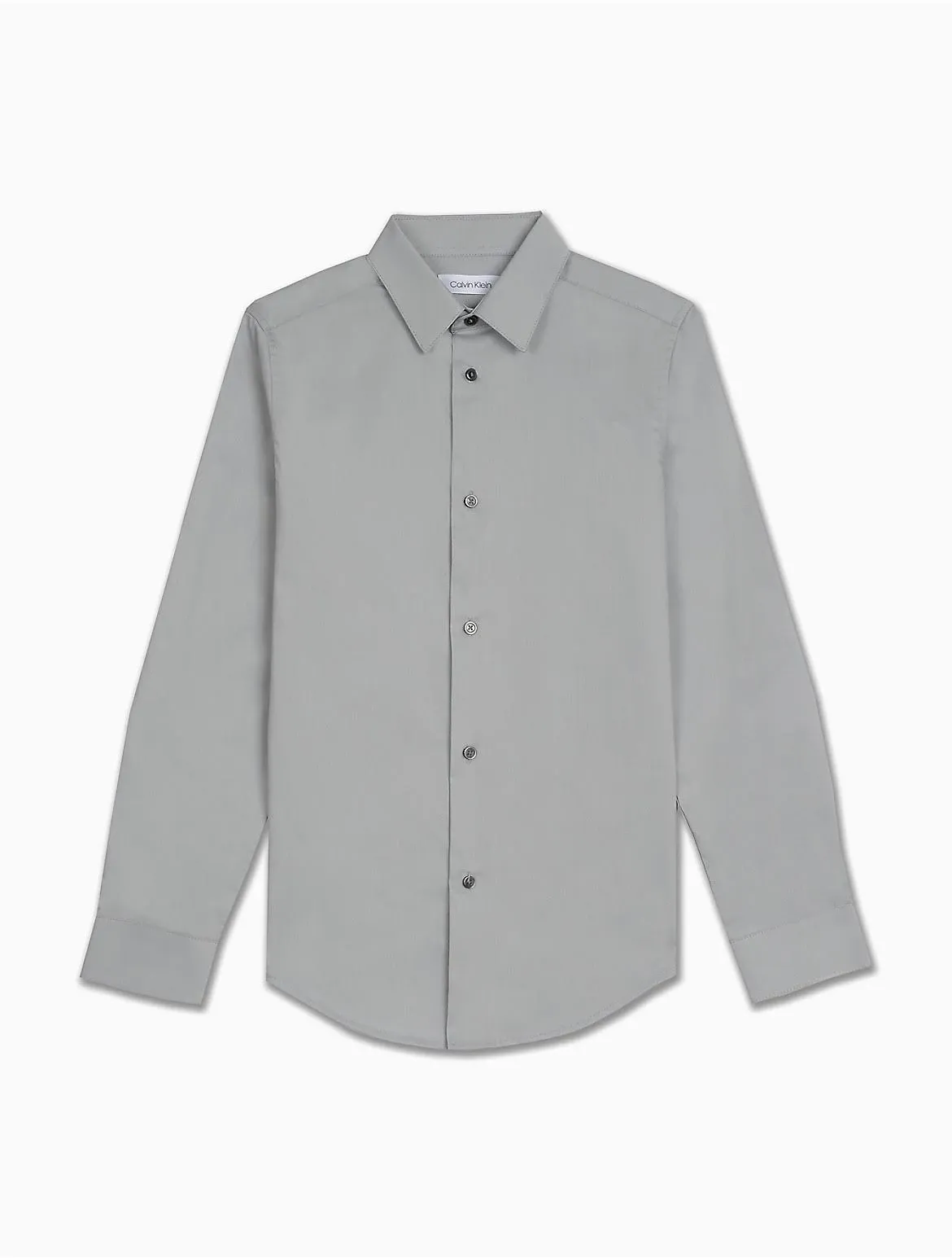 Calvin Klein Big Boys Slim Fit Solid Stretch Poplin Shirt - Silver