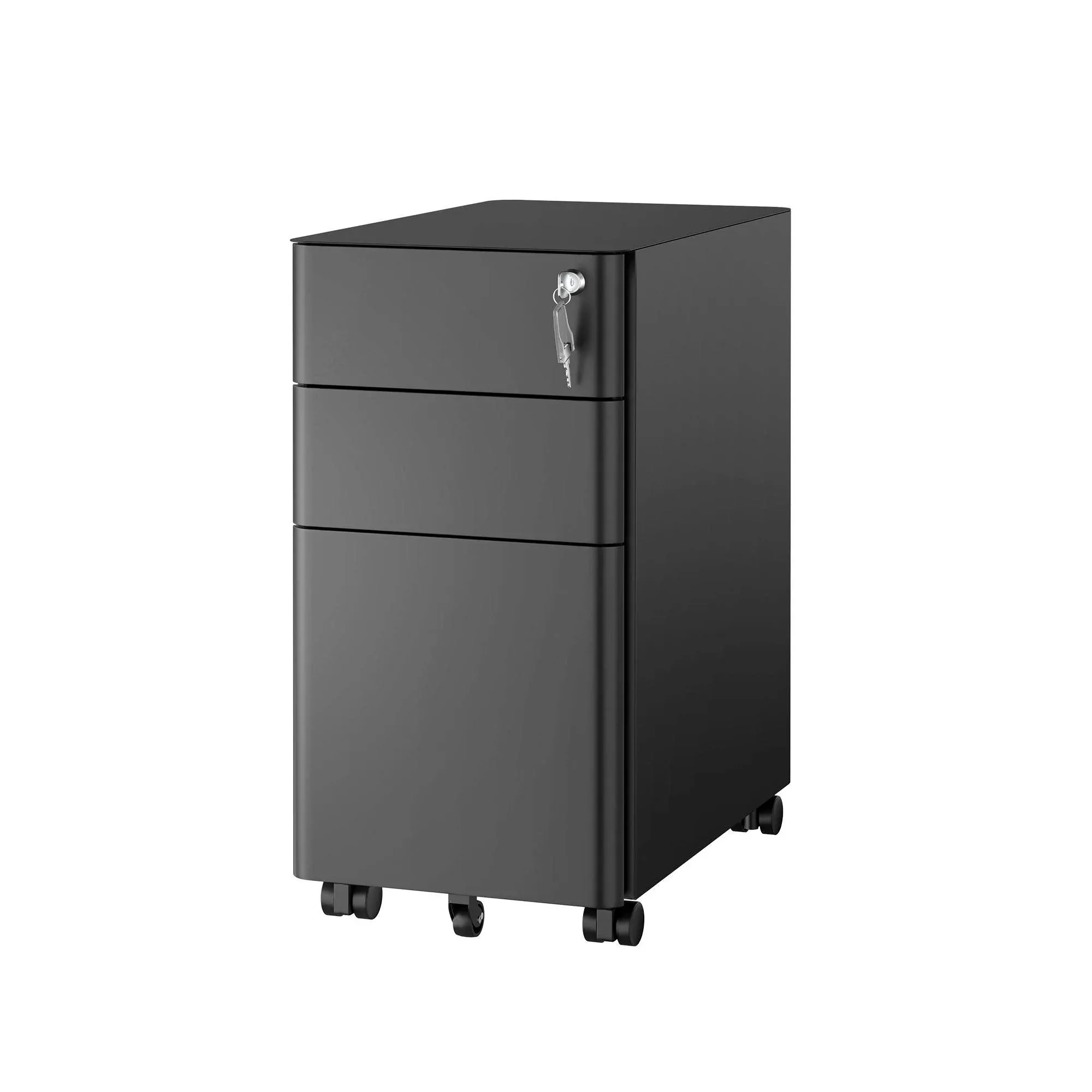 Mount-It! Slim Rolling File Cabinet with 3 Drawers (Black)