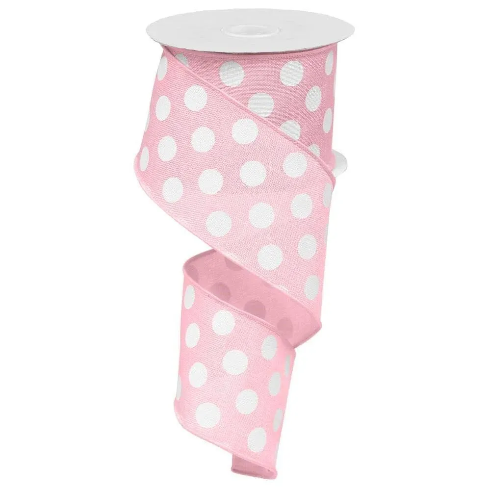 2.5" Linen Polka Dot Ribbon: Light Pink/White (RX9146TK)