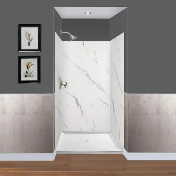 Transolid EWK363672-46 Expressions 3-Panel Shower Wall Kit, 36-in L x 36-in W x 72-in H, Cameo