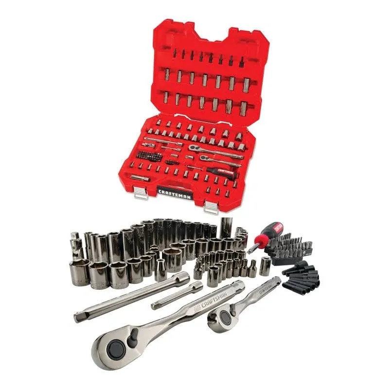 Craftsman 105-Piece Standard (SAE) and Metric Combination Gunmetal Chrome Mechanics Tool Set (1/4-in; 3/8-in) CMMT45304