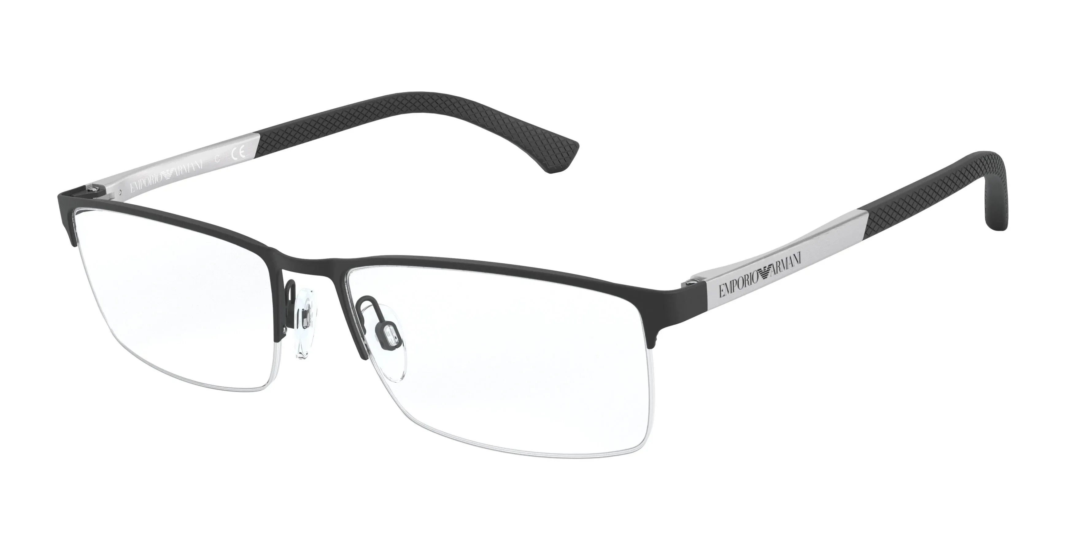 Emporio Armani EA1041 3111 55mm Matte Black Semi-Rimless Men&#039;s New Eyeglasses.