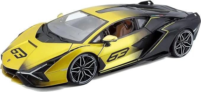 LAMBORGHINI SIAN FKP 37 #63 YELLOW &amp; BLACK 1/18 DIECAST MODEL CAR BBURAGO 11100