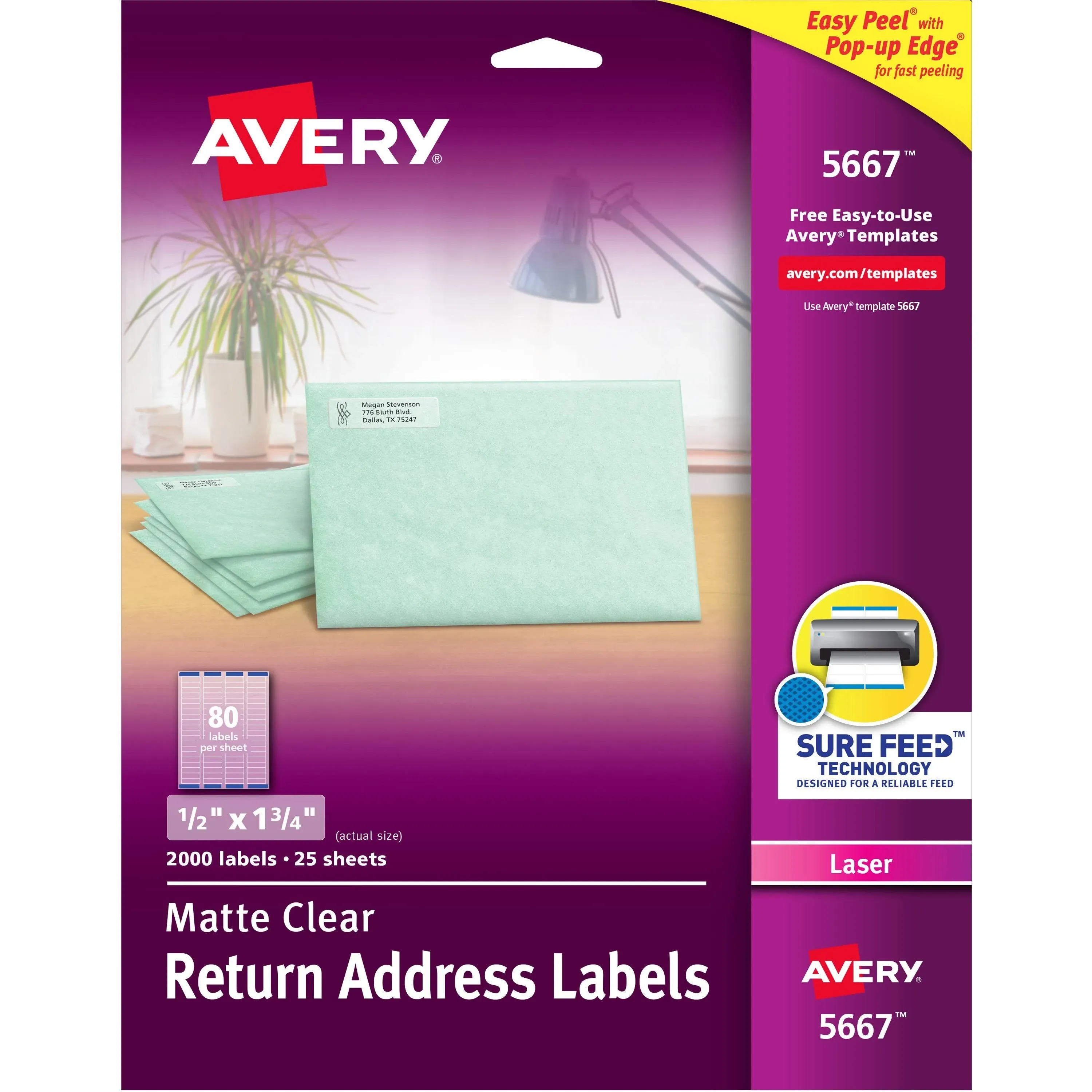 bob W3o  ppq paper AVERY 5667 LASER  print letter  .5&#034;X1.75&#034; 072782056674