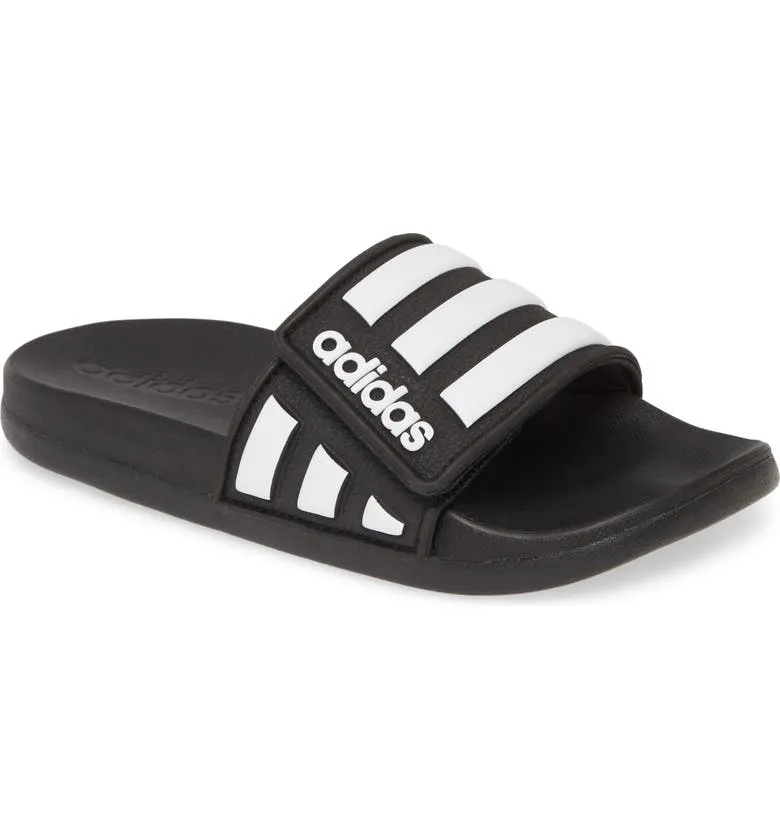 Adidas Adilette Comfort Kids Adjustable Slides - Black/White 1