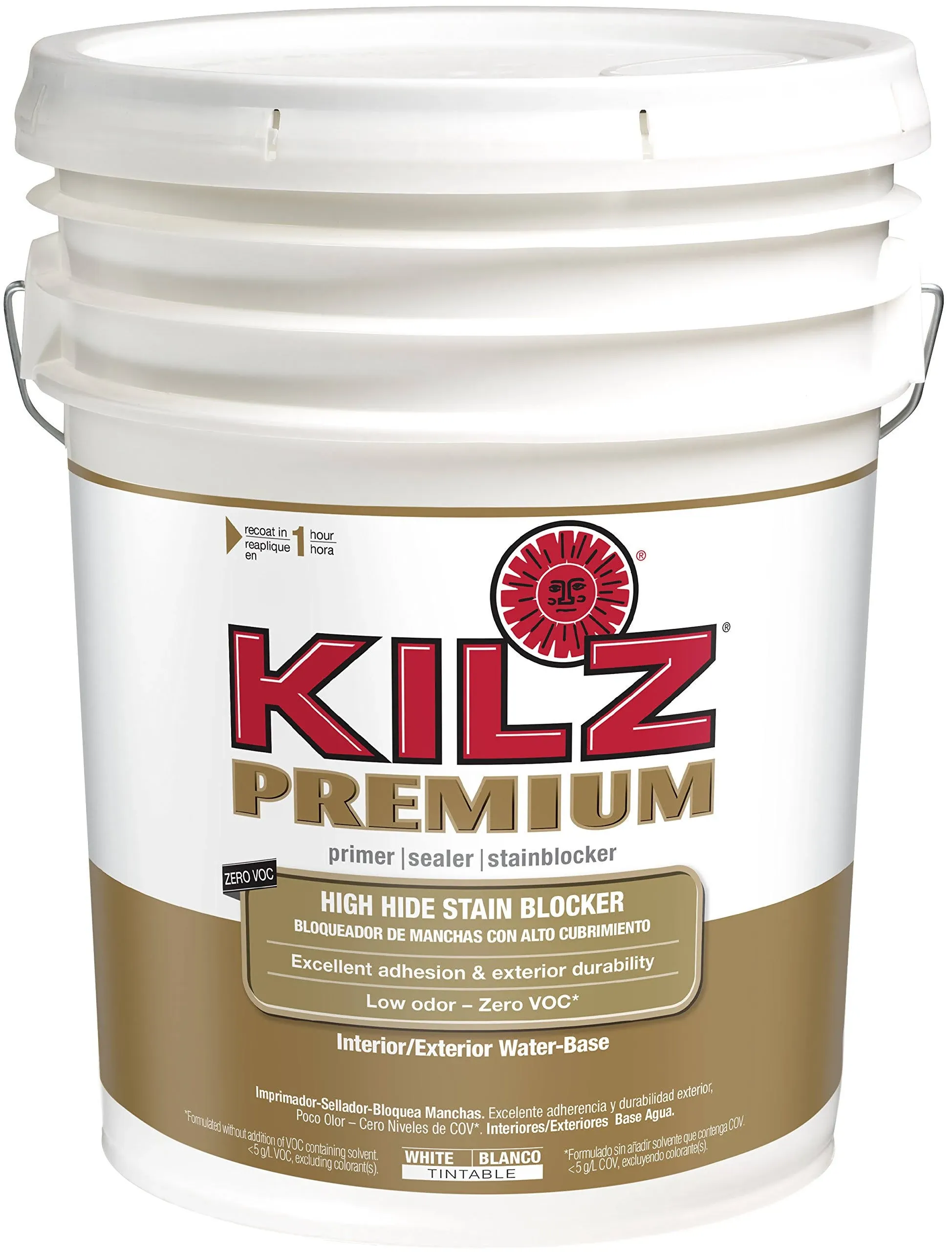 KILZ Primer 5 Gal Water Based Heavy Duty Sealer Low Odor Interior Exterior White