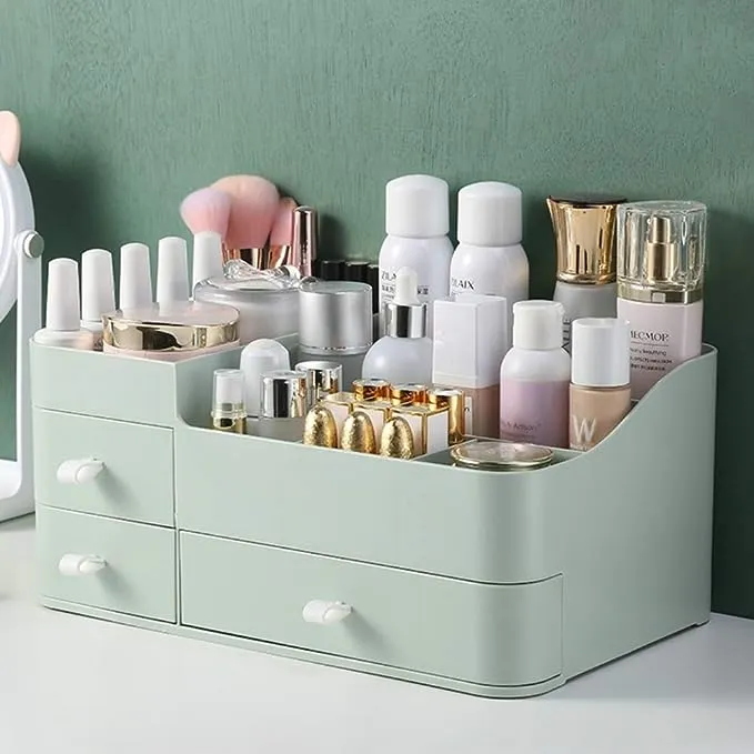 MIUOPUR Makeup Organizer for Vanity, Large Capacity Desk Organizer with Drawers for Cosmetics, Lipsticks, Jewelry, Nail Care, Skincare, Ideal for Bedroom and Bathroom Countertops - Large White