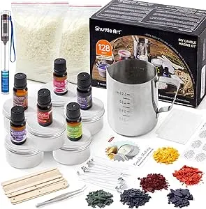 Shuttle Art Candle Making Kit, DIY Candle Making Supplies with Candle Jars, Soy Wax, Candle Wicks, Color Dyes, Fragrance Oil and Capacity Pot, Candle Making Arts and Crafts for Adults and Beginners