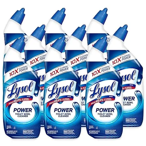 Lysol Power Toilet Bowl Cleaner Gel, For Cleaning and Disinfecting, Stain Removal, 24oz ,9 Ct , (Packaging May Vary)