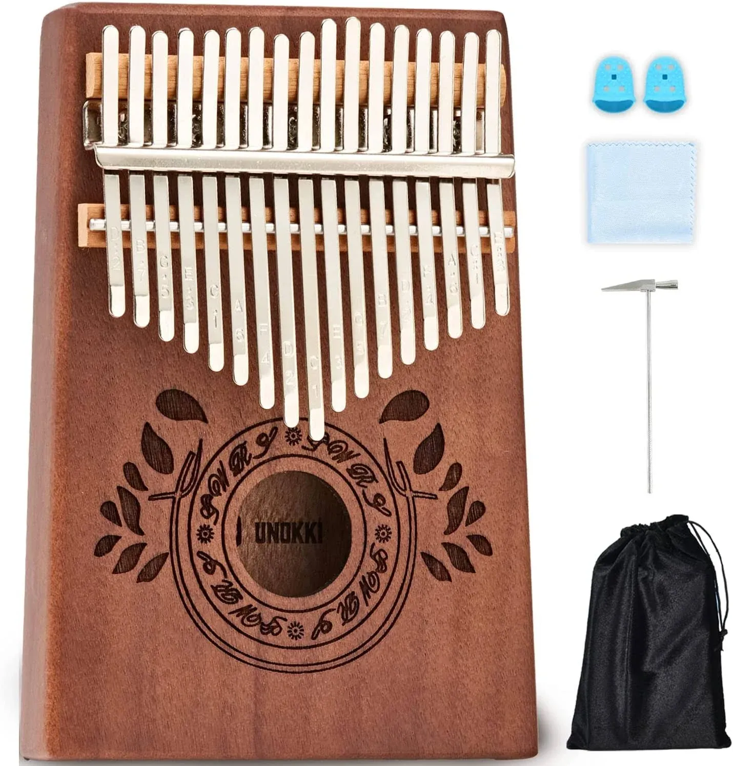 Unokki 17 Key Kalimba Thumb Piano Set - Chocolate Brown