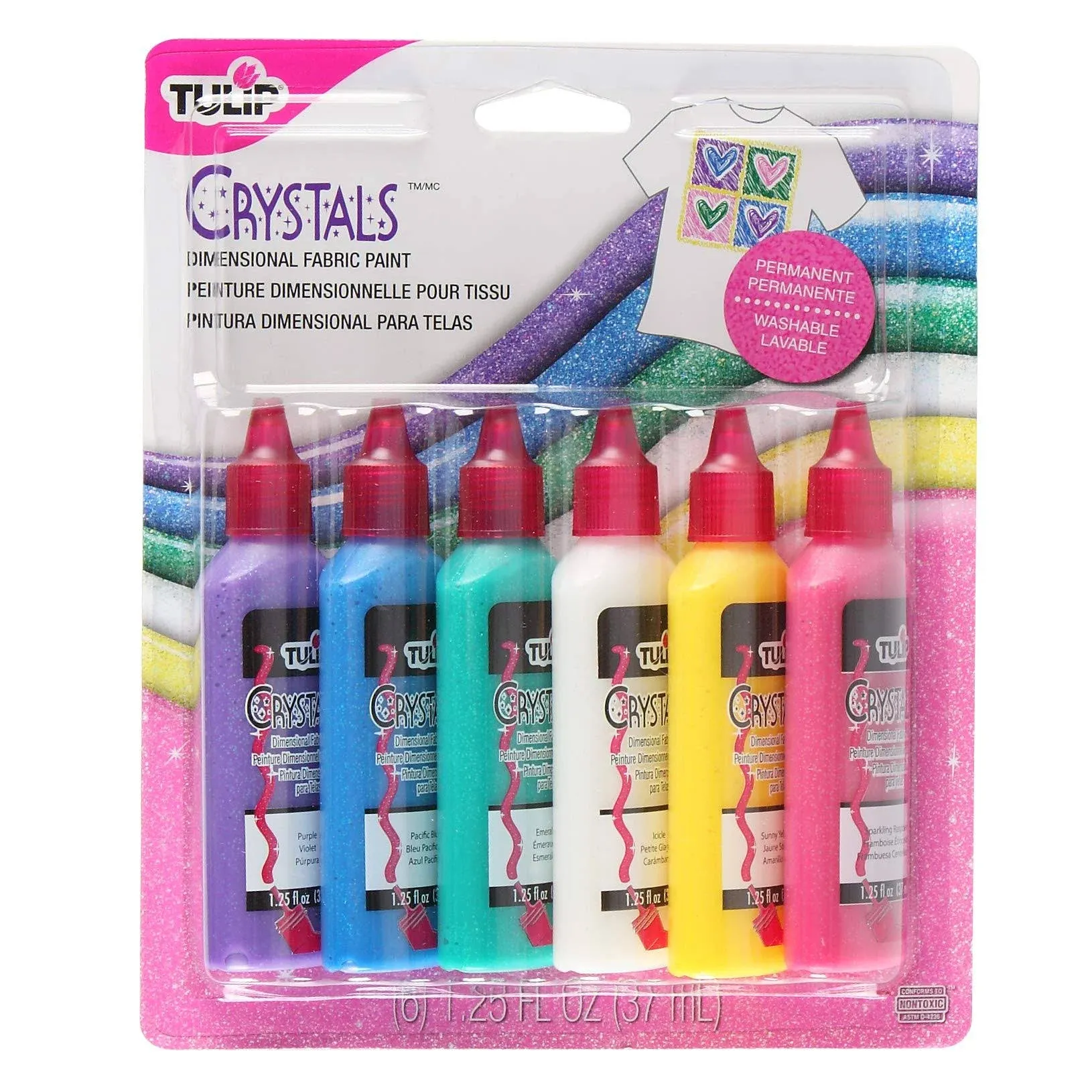 Tulip Glitter Dimensional Fabric Paints - 6/Pkg