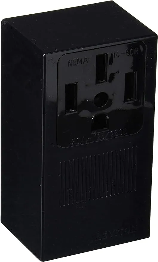 Leviton 3 Pole Non Grounded Single Outlet Receptacle 50A Black