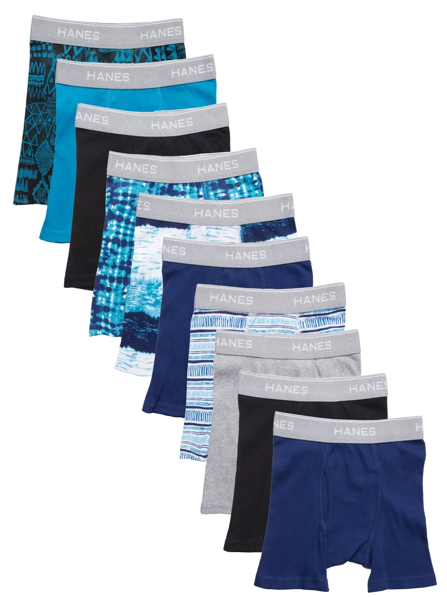 Hanes Boys’ Comfort Flex Tagless Boxer Briefs, 10 Pack, Sizes S-XL