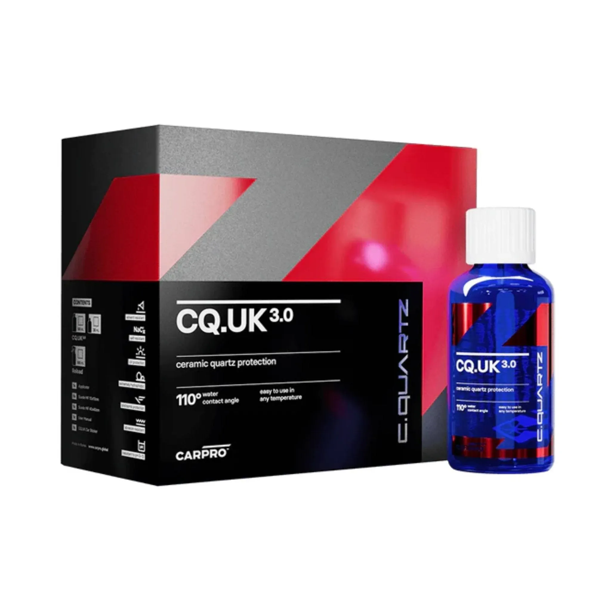 CARPRO CQUARTZ UK 3.0_30ml Kit - Ceramic Coating Finish, Quartz Based Nanotechnology, Bonds to Paint, Glass, Metal and Plastic