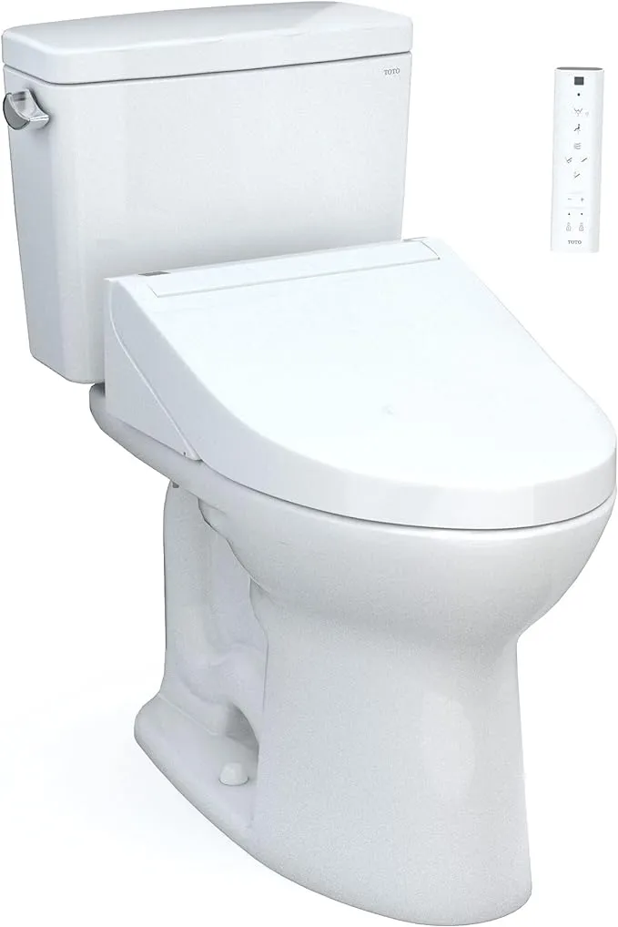 Toto MS776124CEG#01 Drake Two-Piece Elongated 1.28 GPF Tornado Flush Toilet with CEFIONTECT and SoftClose Seat , Cotton White