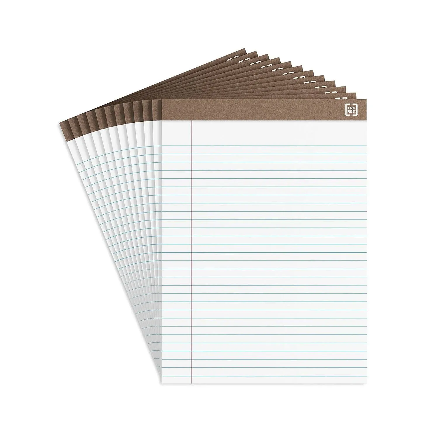 Tru Red Notepads 8.5" x 11.75" Wide Ruled White 50 Sheets/Pad, 12 Pads/PK (Tr58185)