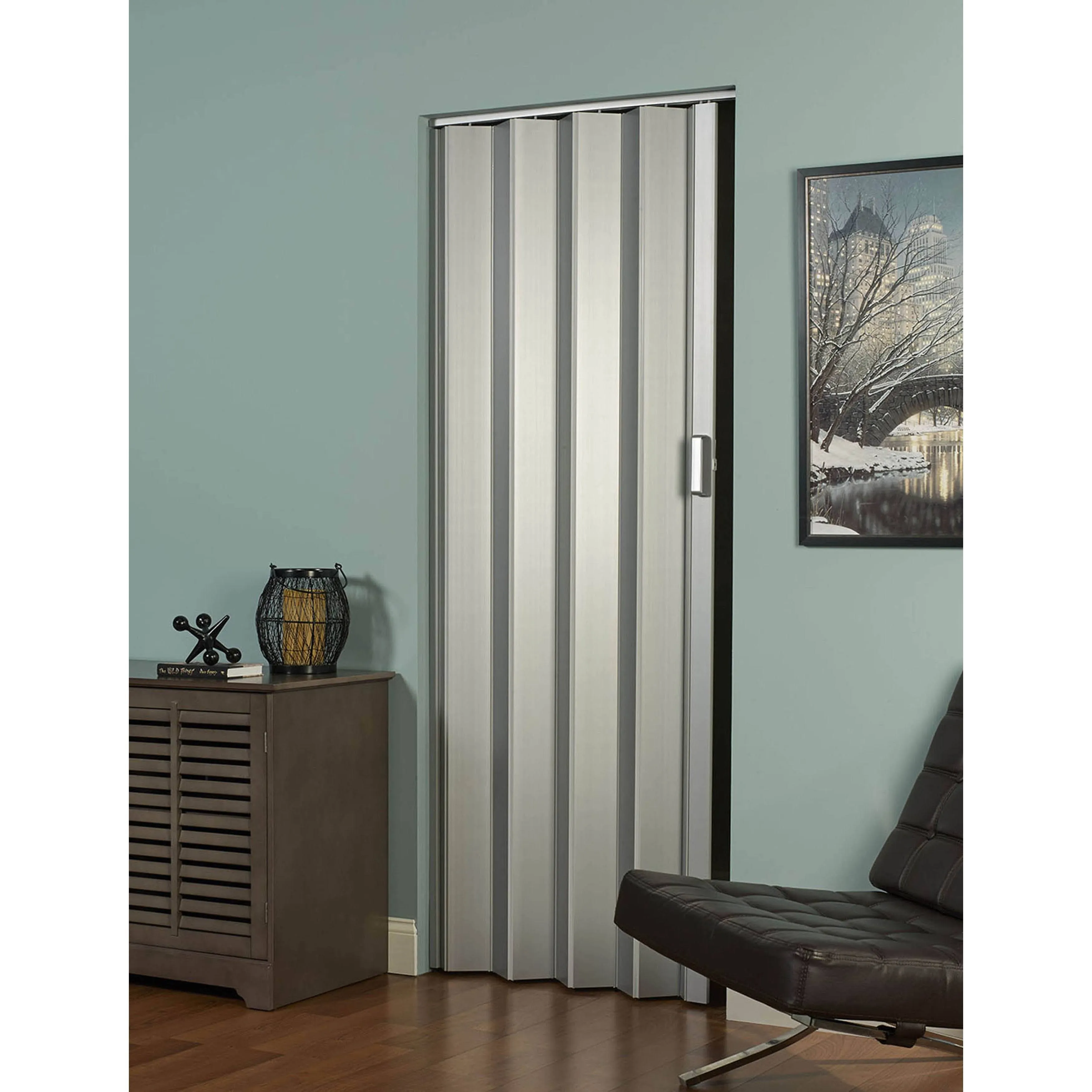 Elite Folding Door Satin Silver Size 36 inch x 80 inch