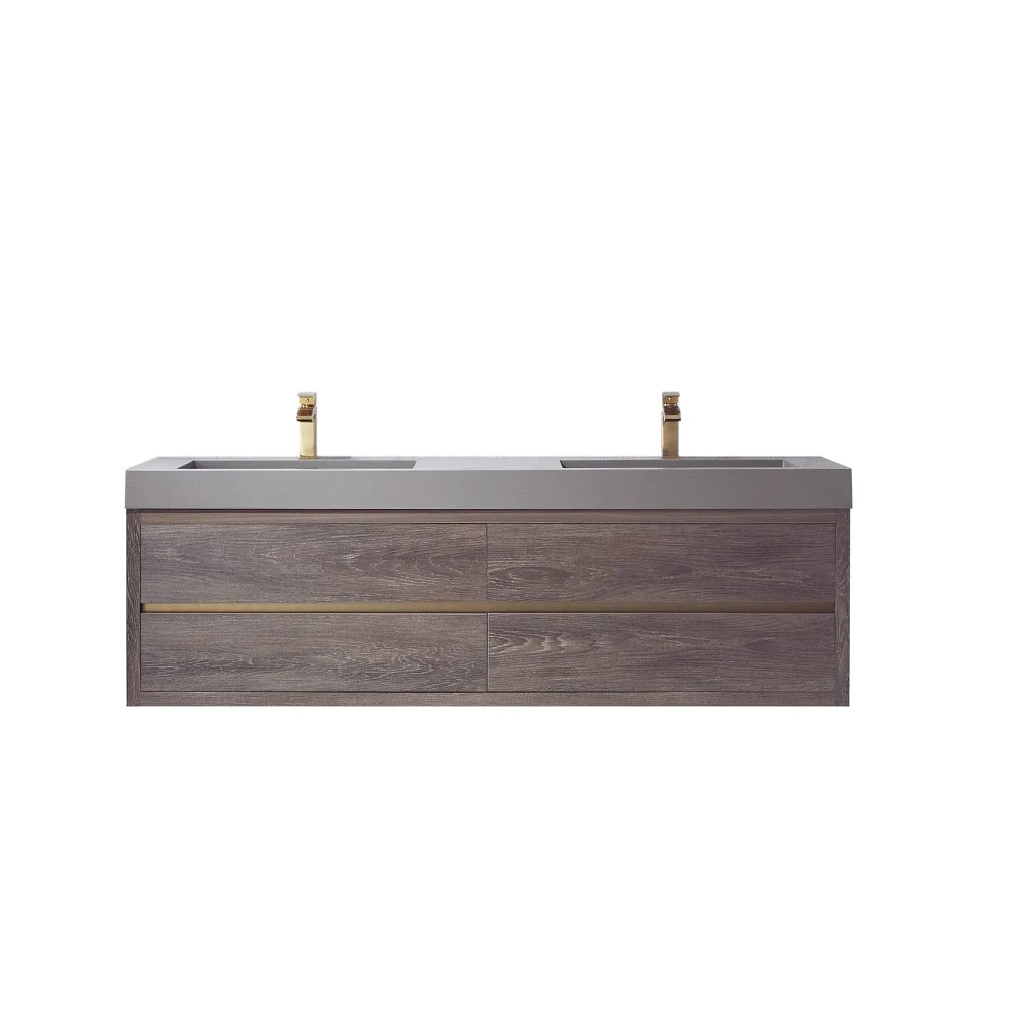 Vinnova Palencia 72" Double Sink Wall-Mount Bath Vanity in North Carolina Oak ...