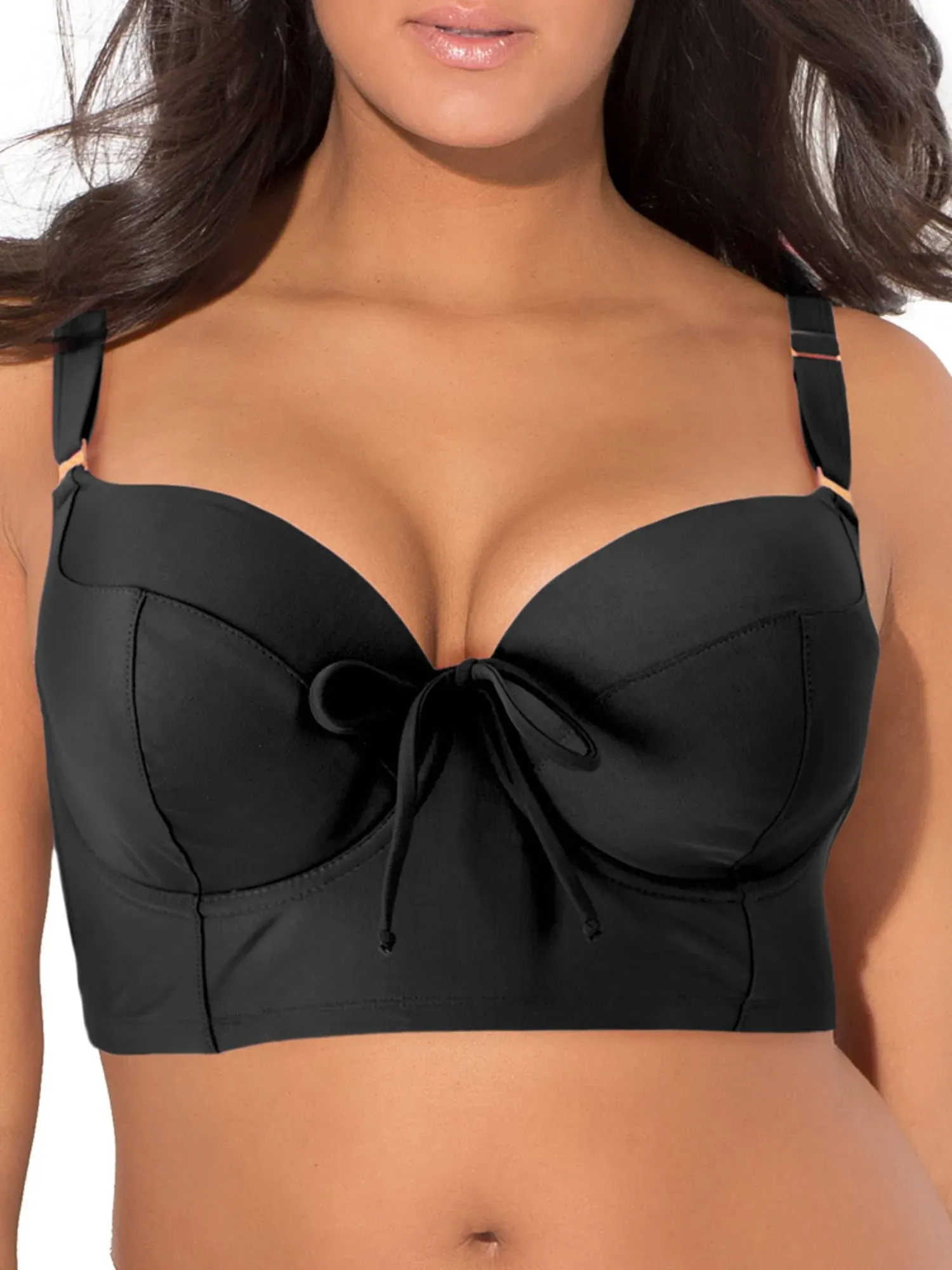 Smart & Sexy Women's Plus-Size Long Lined Underwire Bikini Top