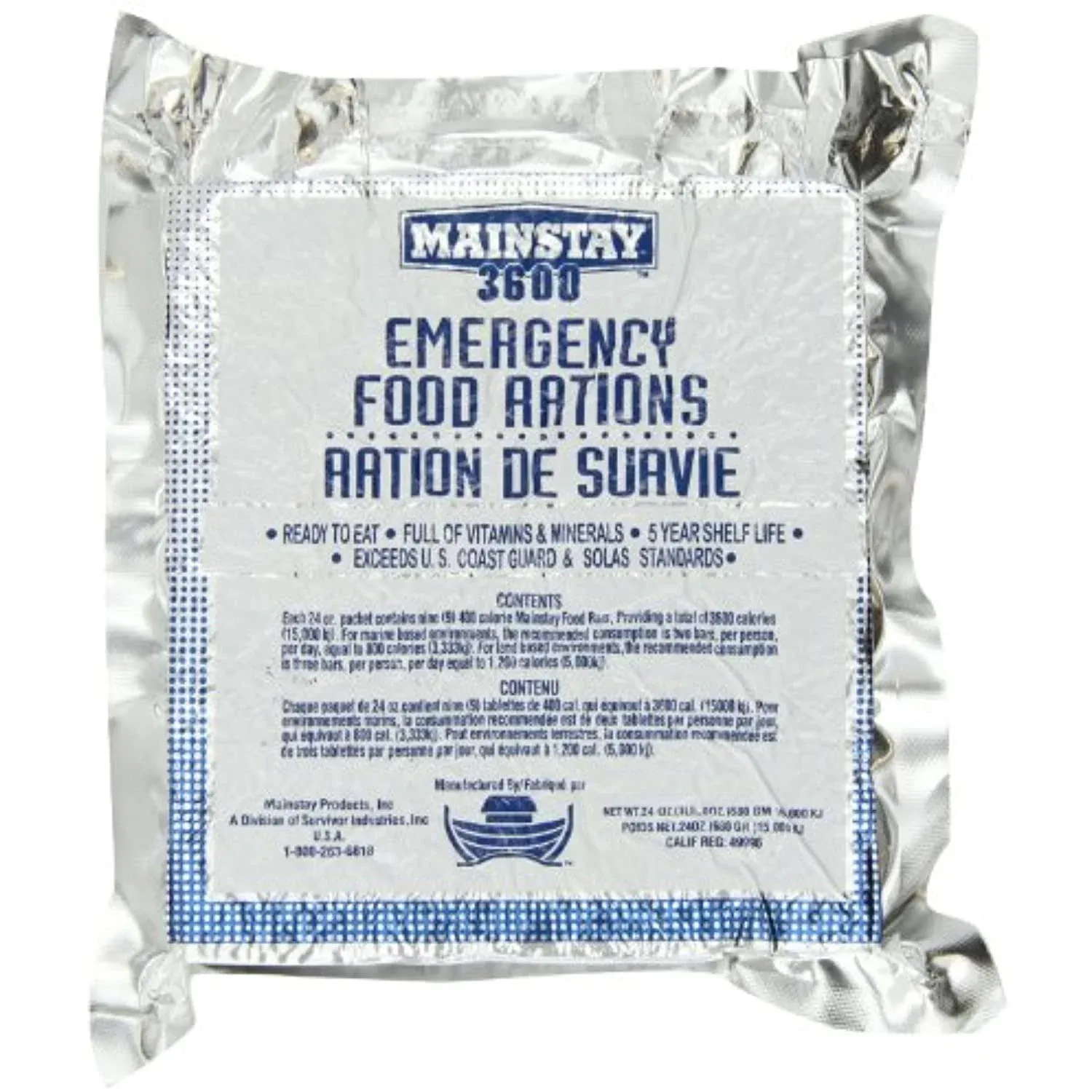 Mainstay Emergency Food Rations - Case of 10 Packs