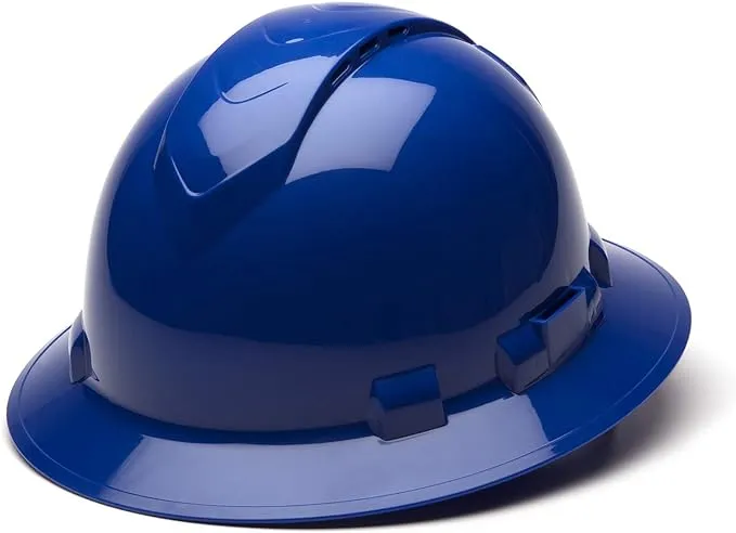 Pyramex HP54160V Ridgeline Vented Full Brim Hard Hat - 4-Point Ratchet Suspension - Blue