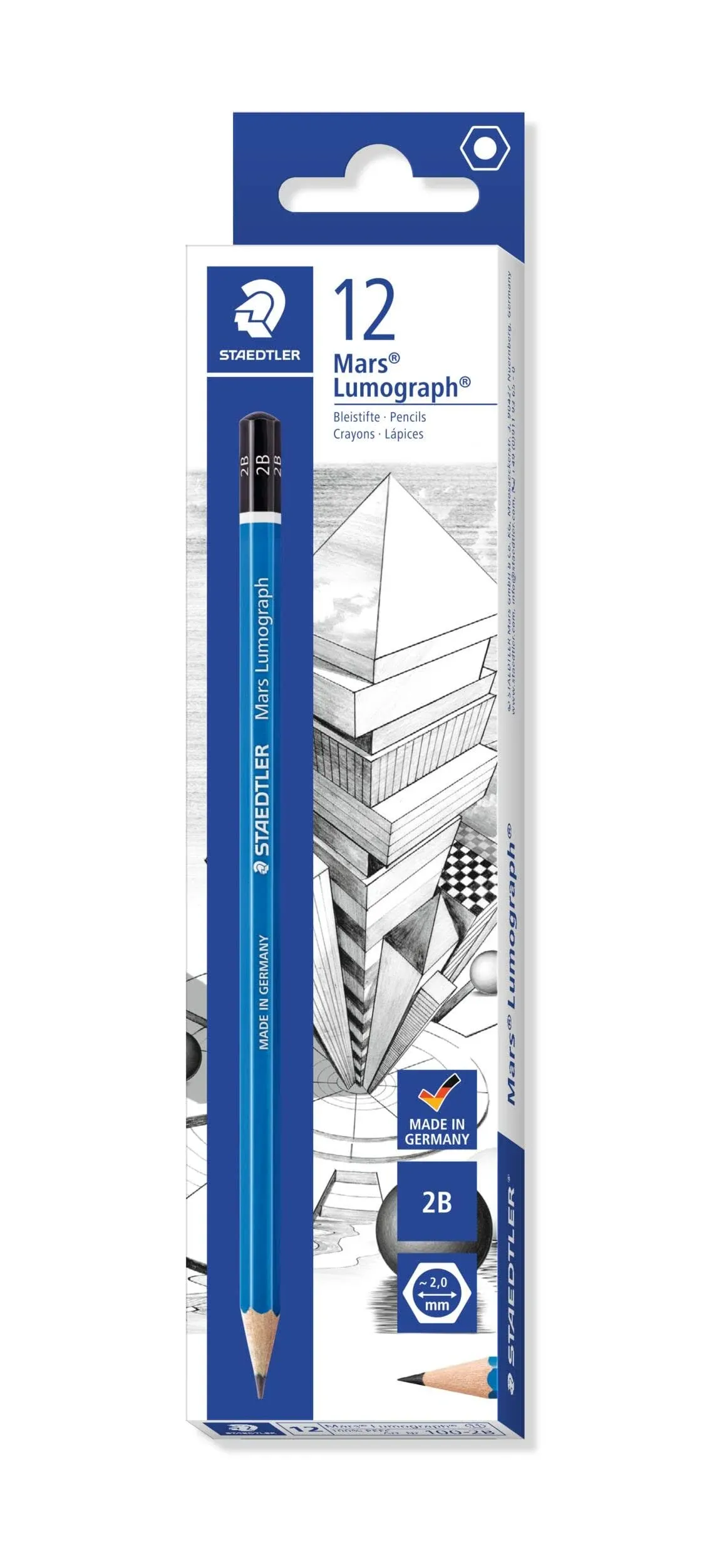 Staedtler Mars Lumograph Writing, Drawing, Sketching Pencil (Box of 12) (2B)