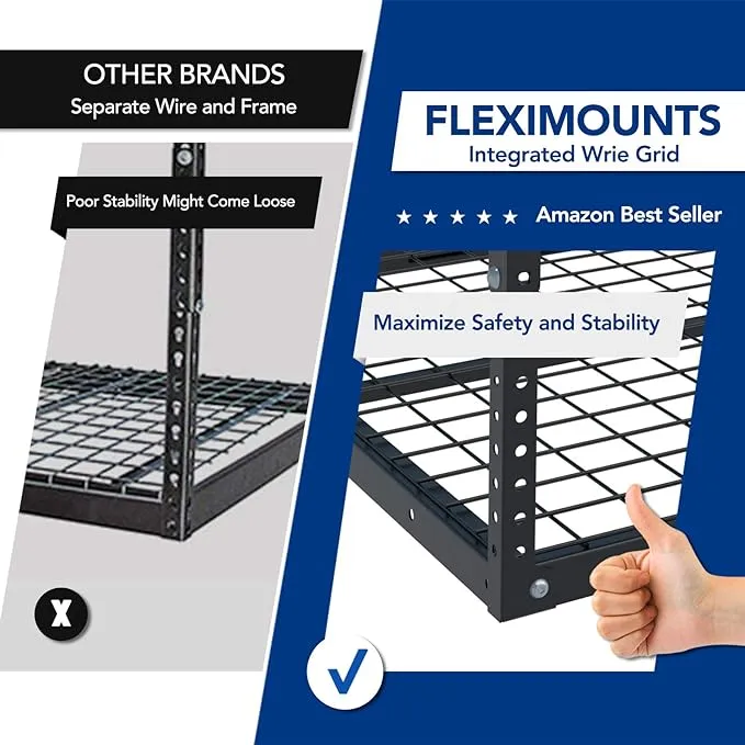 FLEXIMOUNTS Overhead Garage Storage Rack,Adjustable Garage Storage Organization Systerm,Heavy Duty Metal Garage Ceiling Storage Racks