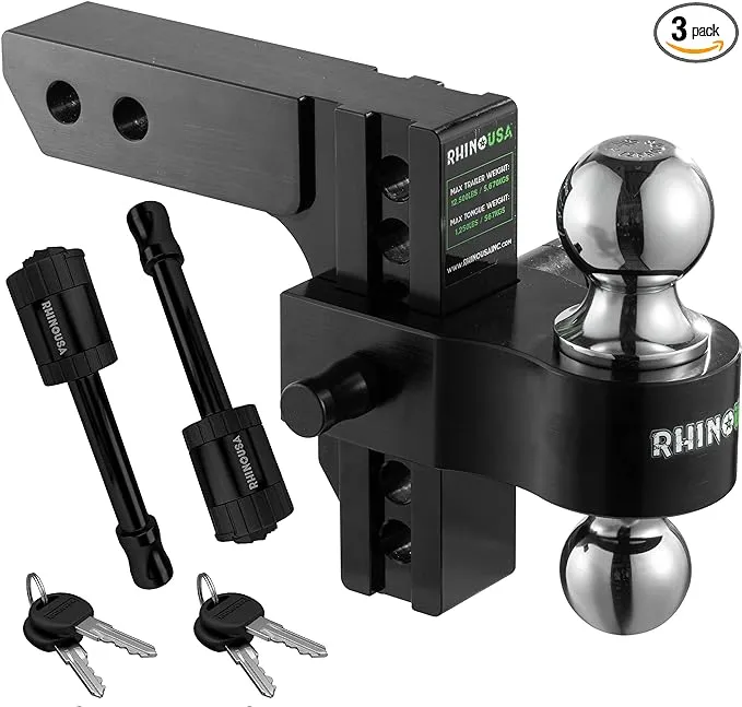 Rhino USA 6in Heavy Duty Drop Hitch - 2in Black