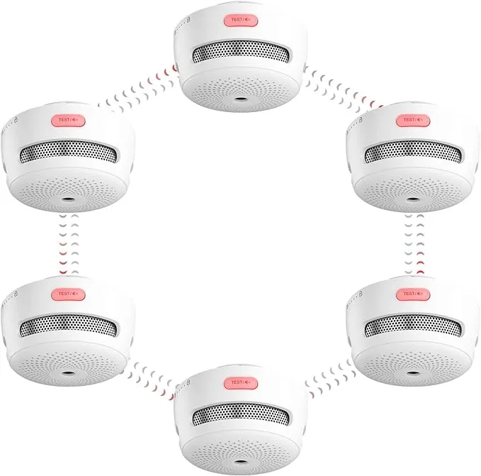 X-Sense Wireless Interconnected Smoke Detector Battery Powered Fire Alarm with Over 820 feet Transmission Range, XS01-WR Link+, 6-PackX-Sense Wireless Interconnected Smoke Dete…