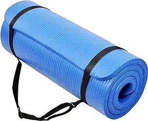 BalanceFrom All Purpose 1-Inch Extra Thick High Density Anti-Tear Exercise Yoga Mat with Carrying Strap, Optional Yoga Blocks and Knee Pad