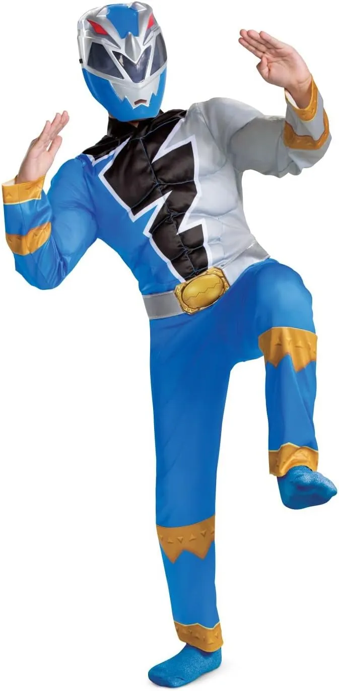 "Boy's Muscle Mighty Morphin Power Rangers Blue Ranger Dino Fury Costume - 4-6"