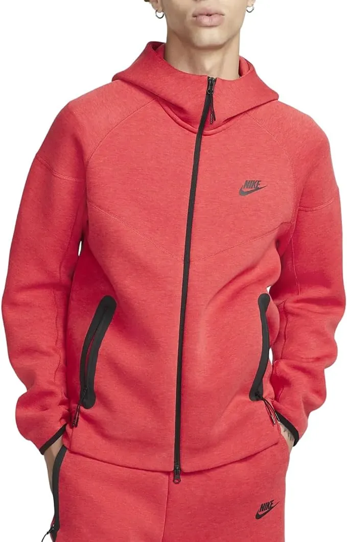 Nike Men's Tech Fleece Full-Zip Windrunner Hoodie, Large, University Red